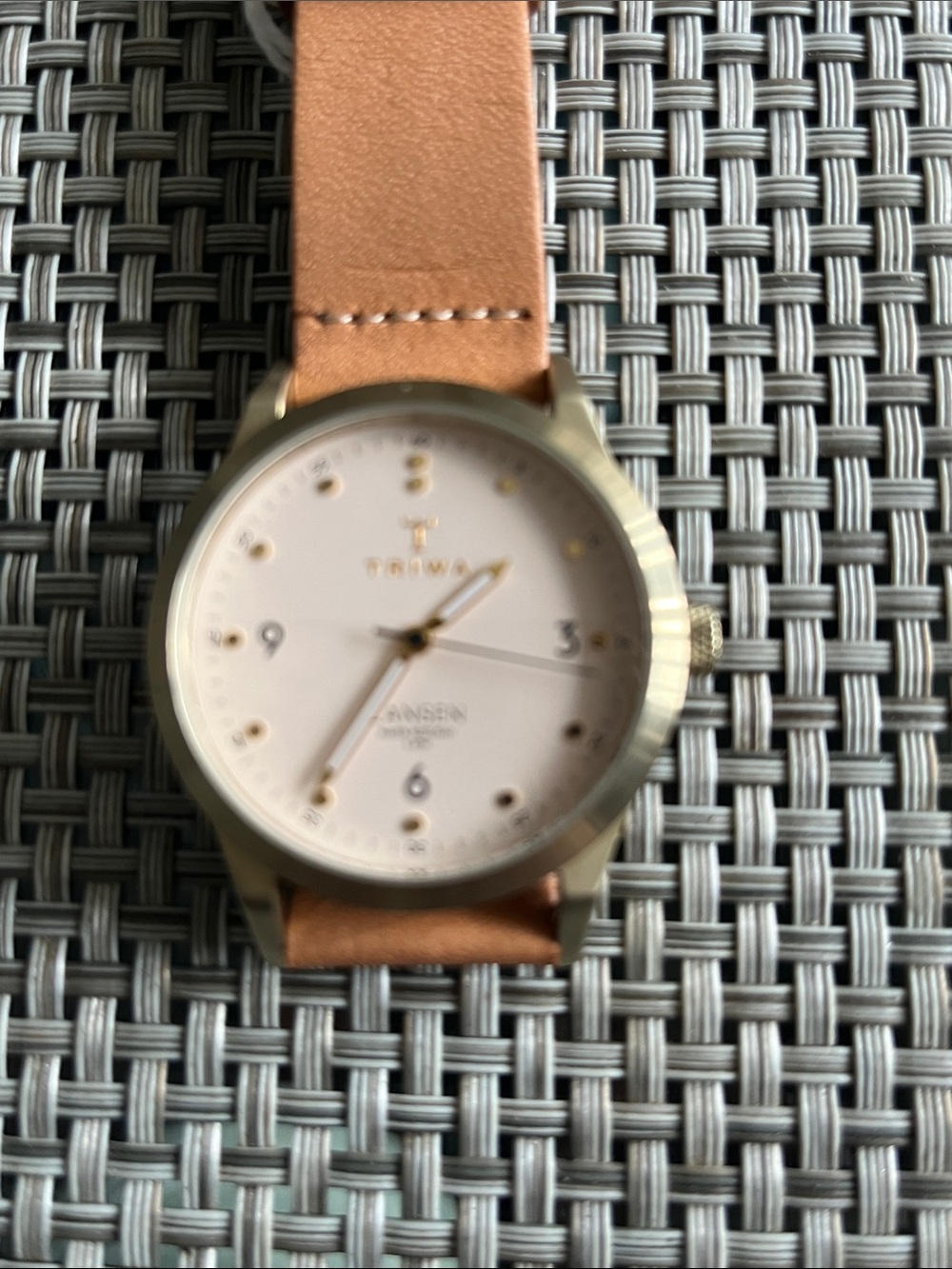 Tan Leather Strap Watch with Cream Dial